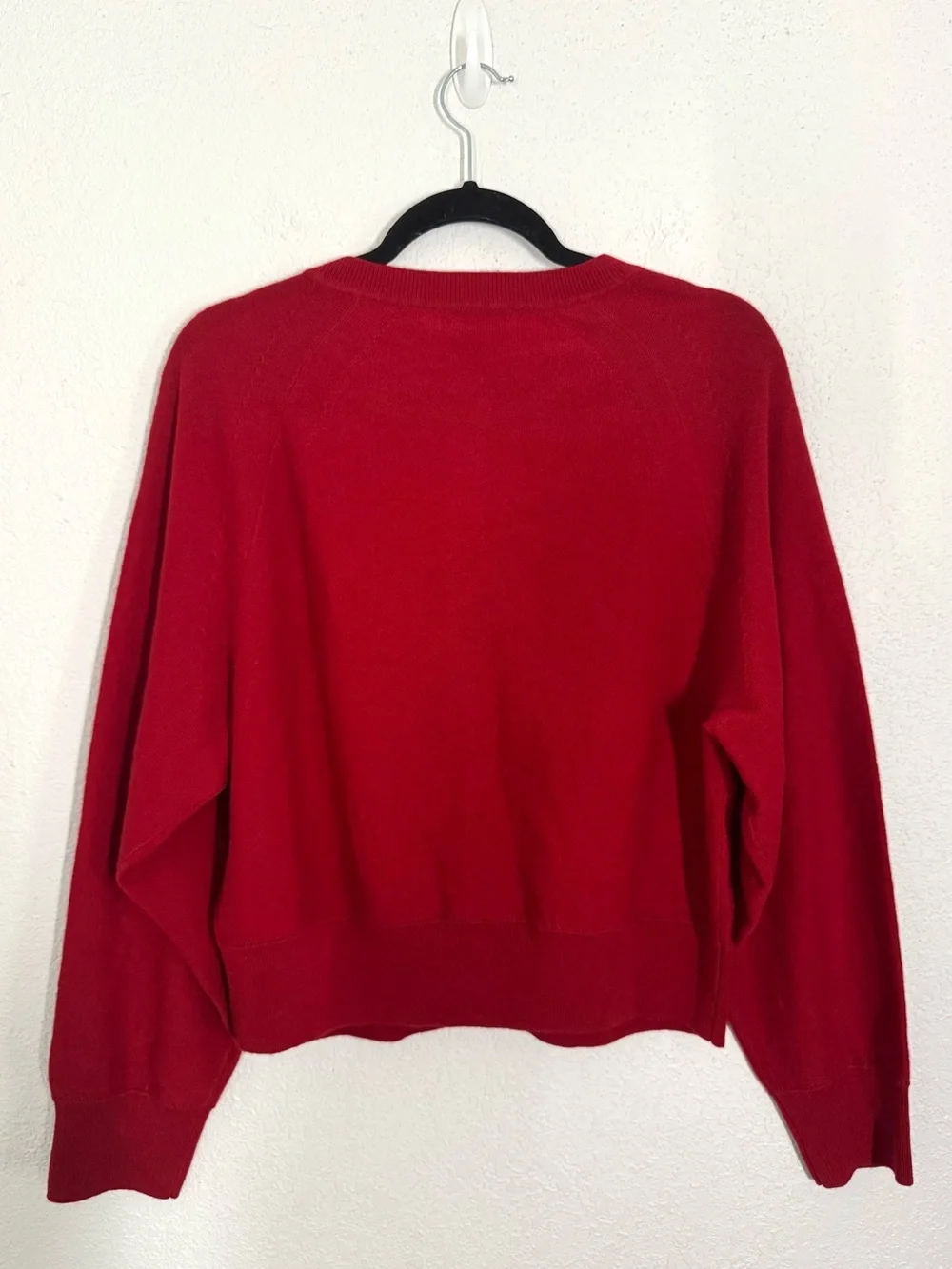 Quince 100% Mongolian Cashmere Dolman Sleeve Henley Sweater Varsity Red Medium - Picture 7 of 9